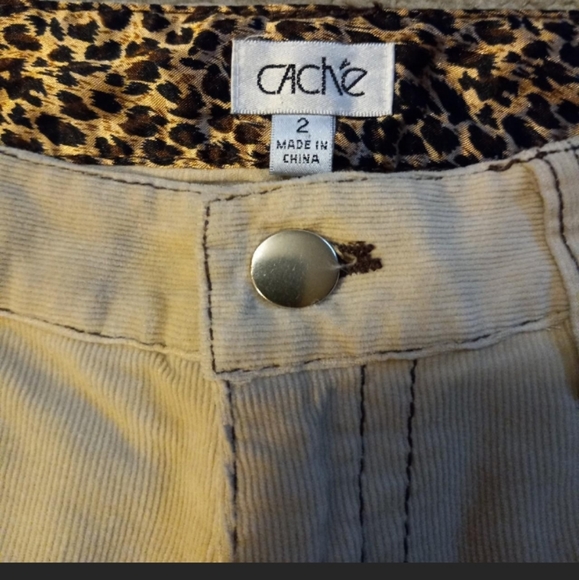 Cache Corduroy Pants Size 2 Regular Creme Flare Bootcut - Picture 3 of 4